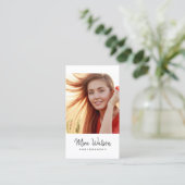 Chic Modern Script Typography Simple Photografe Visitekaartje (Staand voorkant)