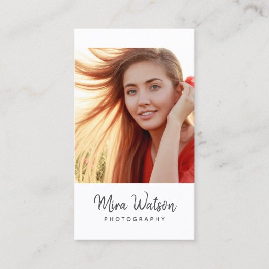 Chic Modern Script Typography Simple Photografe Visitekaartje (Voorkant)