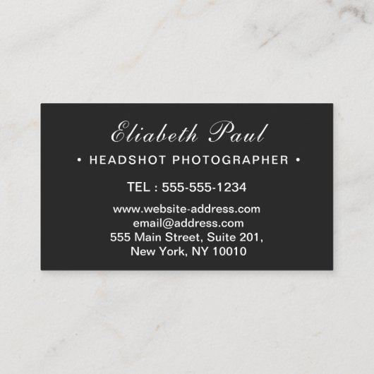 Chic Modern Script Typography Simple Photografe Visitekaartje (Achterkant)