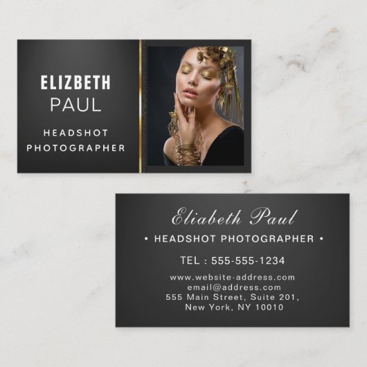Chic Modern Script Typography Simple Photografe Visitekaartje (Voorkant / Achterkant)