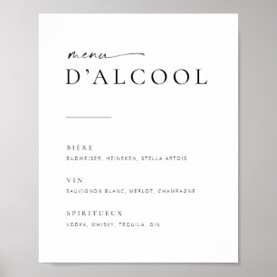 Chic Modern Script Weddenbar Menu Sign   Frans Poster