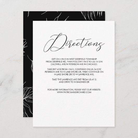 Chic Modern Script Wedding Directions behuizing Informatiekaartje (Voorkant / Achterkant)