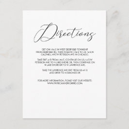 Chic Modern Script Wedding Directions behuizing Informatiekaartje