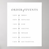 Chic + Modern Script Wedding Order of Events Sign Poster (Voorkant)