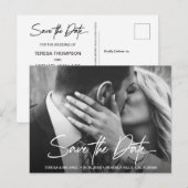 Chic Modern Script Wedding Save the Date Photo Briefkaart (Voorkant / Achterkant)
