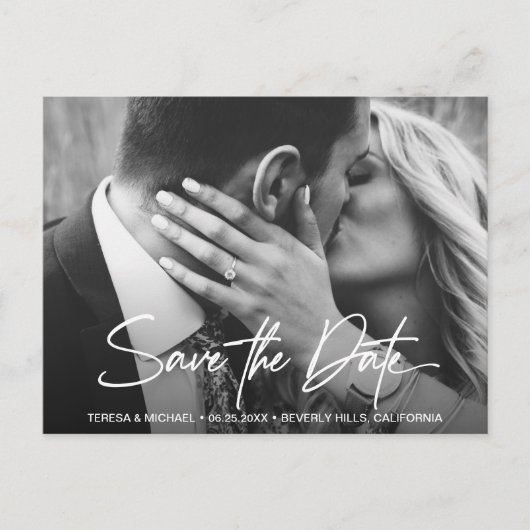 Chic Modern Script Wedding Save the Date Photo Briefkaart (Voorkant)