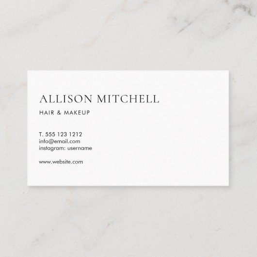 Chic Modern Script White Appointcard Afsprakenkaartje (Achterkant)