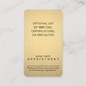 Chic Modern Script Zwart & Goud Faux Folie Vertica Afsprakenkaartje (Achterkant)