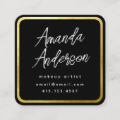 Chic modern script zwart + goudfoto vierkante visitekaartje (Voorkant)