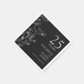 Chic Modern Silver Floral 25e bruiloft Jubileum Servet (Hoek)