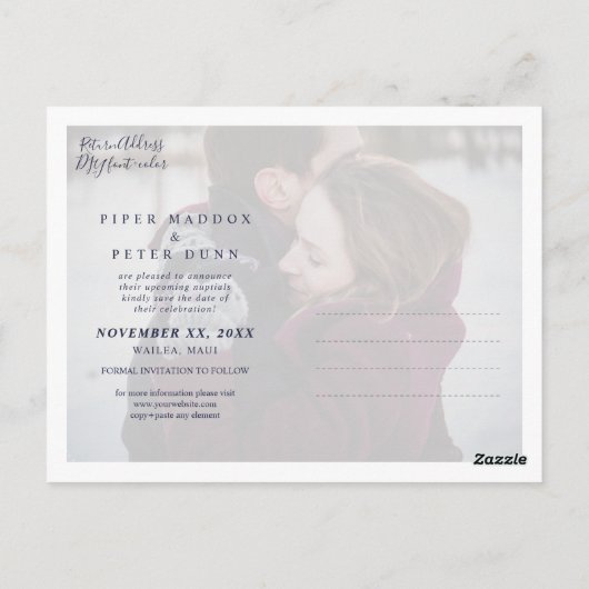 Chic + Modern Silver Signature Script, de datum op Briefkaart (Achterkant)