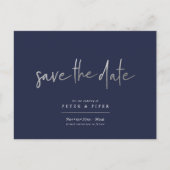 Chic + Modern Silver Signature Script, de datum op Briefkaart (Voorkant)