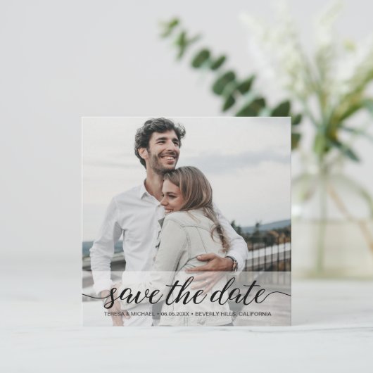 Chic Modern Simple Photo Save the Date Wedding (Staand voorkant)
