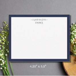 Chic Modern Small Denim Blue Correspondentie Notitiekaartje