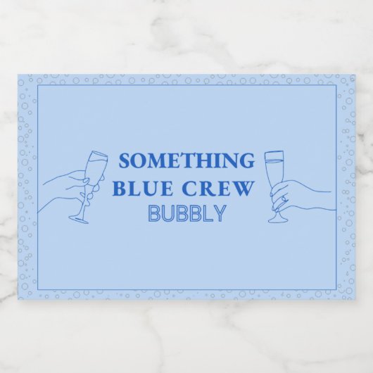 Chic Modern Something Blue Crew Bubbly Mini Sparkling Wijnetiket (Enkel label)