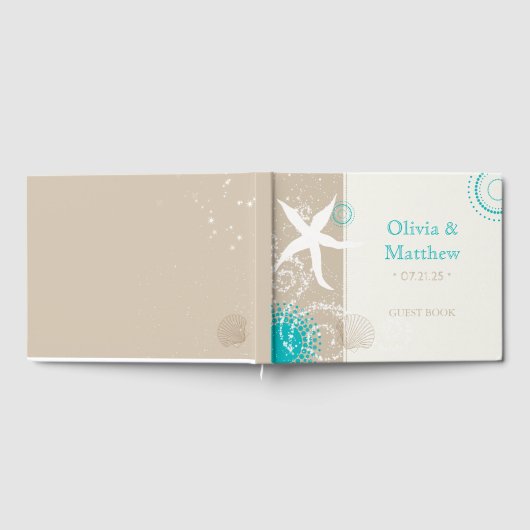 Chic Modern Starfish Beach Wedding Gastenboek (Volledig)
