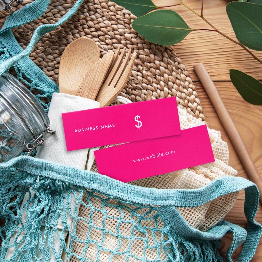 Chic modern stijlvol meisje met heldere roze prijs mini visitekaartjes