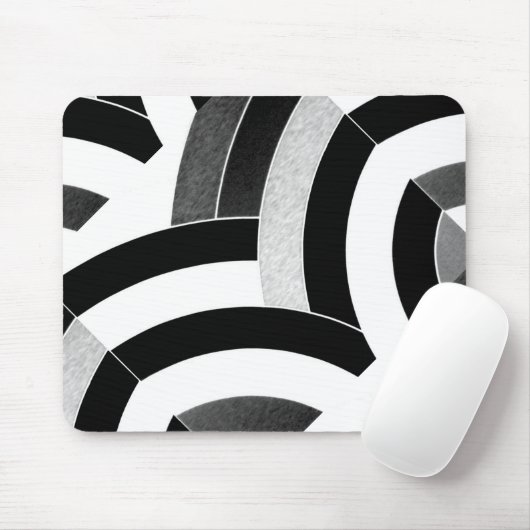 chic modern stijlvol zwart-wit chevron muismat (Met muis)