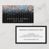 Chic Modern Striped Black en Grey Glitter Luxury Visitekaartje (Voorkant / Achterkant)