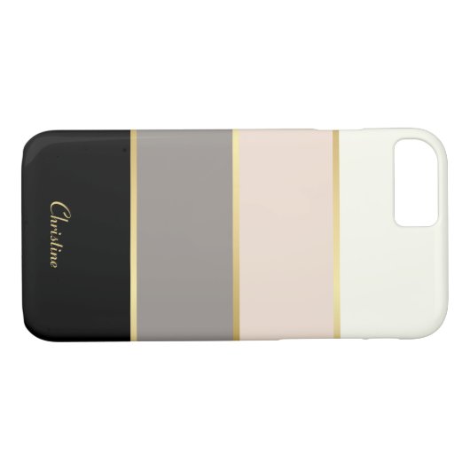 Chic modern Stripes Patroon met naam Case-Mate iPhone Case (Achterkant (Horizontaal))