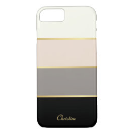 Chic modern Stripes Patroon met naam iPhone 8/7 Hoesje