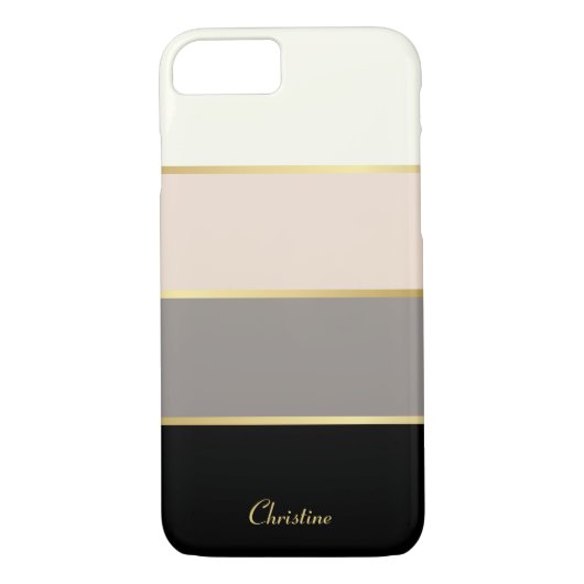 Chic modern Stripes Patroon met naam Case-Mate iPhone Case (Achterkant)