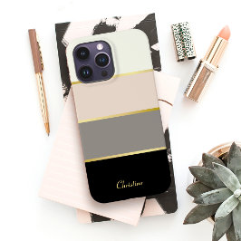 Chic modern Stripes Patroon met naam Case-Mate iPhone 14 Pro Max Hoesje