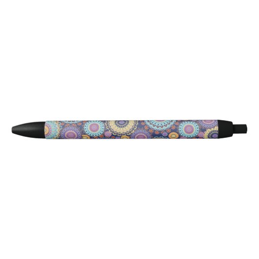 Chic Modern Stylish Navy Blue Geometric Pattern Zwarte Inkt Pen (Voorkant)