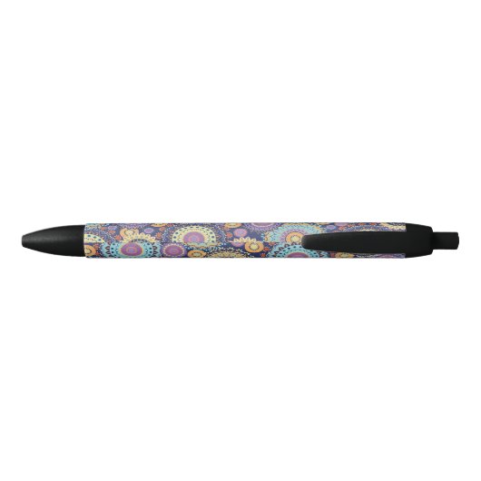 Chic Modern Stylish Navy Blue Geometric Pattern Zwarte Inkt Pen (Achterkant)