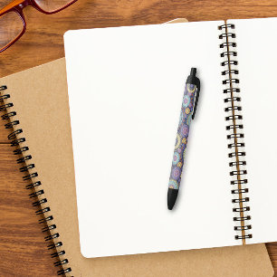 Chic Modern Stylish Navy Blue Geometric Pattern Zwarte Inkt Pen