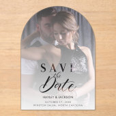 Chic Modern Transparency Wedding Photo Script Acryl Uitnodigingen (Voorkant)