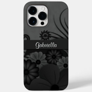 Chic Modern Trendy Black Hibiscus Floral gothic Case-Mate iPhone Case