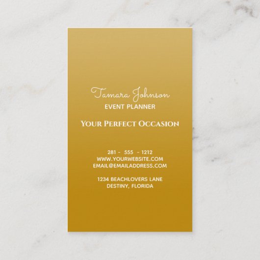 Chic Modern Tropical Gold Palm Trees Professional Visitekaartje (Achterkant)