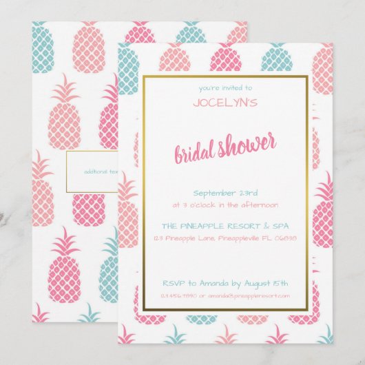 Chic modern Tropisch ananananas Vrijgezellenfeest Kaart (Voorkant / Achterkant)