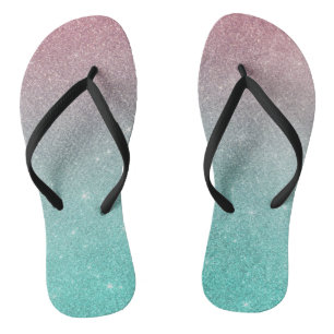 Chic modern turkooise roze ombre elegant glitter teenslippers