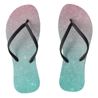 Chic modern turkooise roze ombre elegant glitter teenslippers