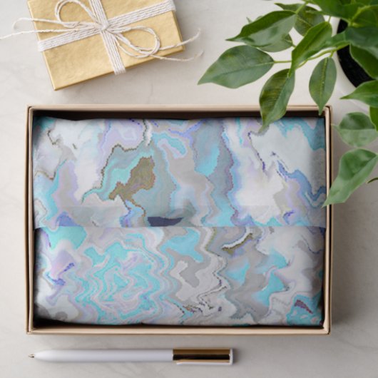 Chic Modern Turquoise & Blauw Abstract Design Tissuepapier (Geschenk)