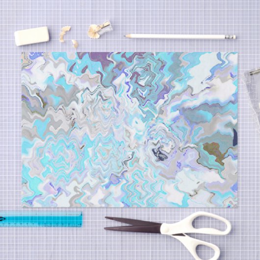 Chic Modern Turquoise & Blauw Abstract Design Tissuepapier (Craft)