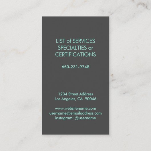 Chic Modern Turquoise Square Monogram Elegant Visitekaartje (Achterkant)