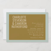 Chic Modern Typography Blue and Olive Wedding Kaart (Voorkant)