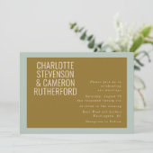 Chic Modern Typography Blue and Olive Wedding Kaart (Staand voorkant)