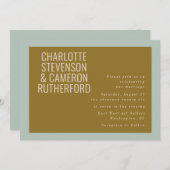 Chic Modern Typography Blue and Olive Wedding Kaart (Voorkant / Achterkant)