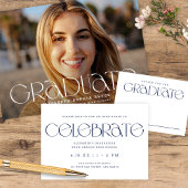 Chic Modern Typography Twee foto Afstuderen Aankondiging