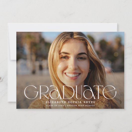 Chic Modern Typography Twee foto Afstuderen Aankondiging (Voorkant)