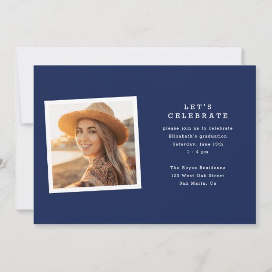 Chic Modern Typography Twee foto Afstuderen Aankondiging (Achterkant)