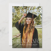 Chic Modern Typography Twee foto Afstuderen Aankondiging (Voorkant)