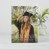 Chic Modern Typography Twee foto Afstuderen Aankondiging (Staand voorkant)