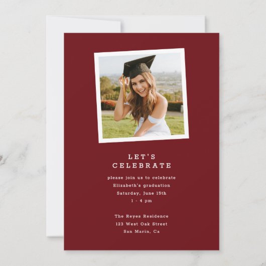 Chic Modern Typography Twee foto Afstuderen Aankondiging (Achterkant)