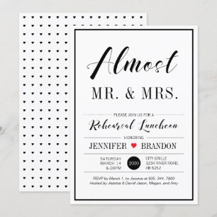 Chic Modern Typography Wedding Rehearsal Luncheon Kaart
