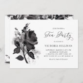 Chic Modern Waterverf Black Roos Tea Party Kaart (Voorkant / Achterkant)